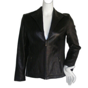 Kenneth Cole Jacket, S, Buttery Soft, Black leather, Zipper front